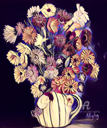 Digital Arts titled "‚Essay flowers‘ de…" by Alain Erpelding, Original Artwork, Digital Painting