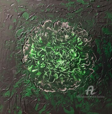 Malerei mit dem Titel "Deep dark green" von Alain Erpelding, Original-Kunstwerk, Acryl
