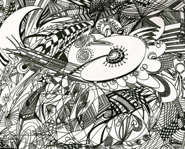 Dibujo titulada "Les formes se défou…" por Alain Erpelding, Obra de arte original, Tinta