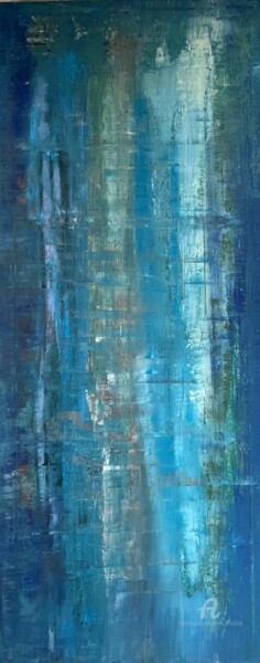Картина под названием "Bleu tourmenté" - Alain Erpelding, Подлинное произведение искусства, Акрил Установлен на Деревянная р…
