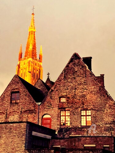 Fotografia intitulada "Brugge, vue du canal" por Alain Erpelding, Obras de arte originais, Fotografia digital