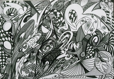 Desenho intitulada "Jeu de formes" por Alain Erpelding, Obras de arte originais, Marcador
