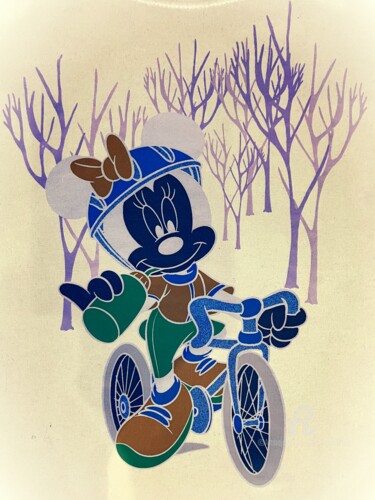 数字艺术 标题为“Minnie Mouse à vélo” 由Alain Erpelding, 原创艺术品, 数字油画