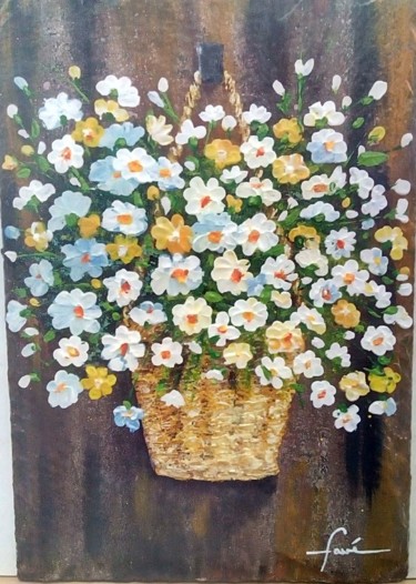 Peinture intitulée "Panier de fleurs" par Alain Favé, Œuvre d'art originale, Acrylique