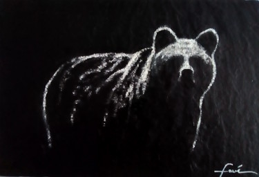 Painting titled "L'ours en clair obs…" by Alain Favé, Original Artwork, Acrylic