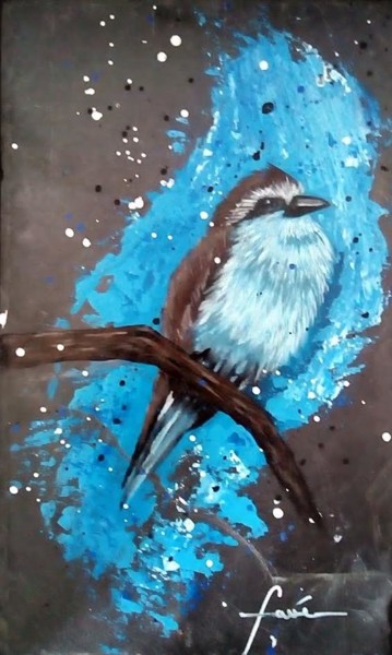 Painting titled "L'oiseau bleu" by Alain Favé, Original Artwork, Acrylic