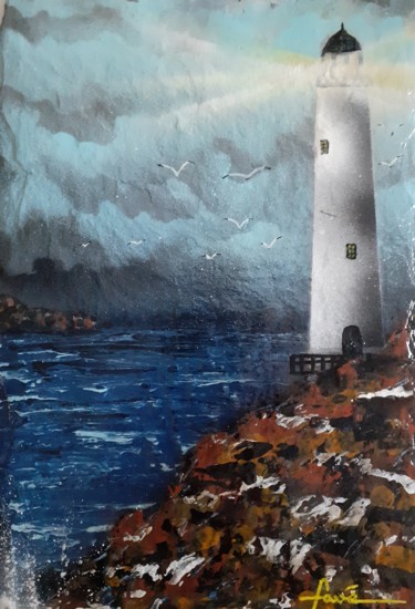 Painting titled "Phare Fadet" by Alain Favé, Original Artwork, Acrylic