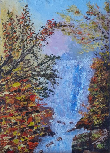 Peinture intitulée "Cascade d'automne" par Alain Favé, Œuvre d'art originale, Huile
