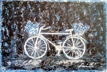 Painting titled "Vieux vélo" by Alain Favé, Original Artwork, Acrylic