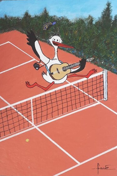 Peinture intitulée "Cigogne fun" par Alain Favé, Œuvre d'art originale, Acrylique