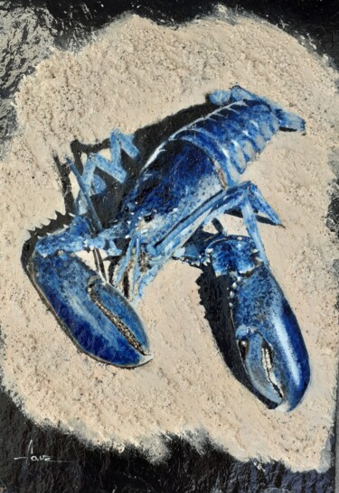 Painting titled "Le homard bleu" by Alain Favé, Original Artwork, Acrylic