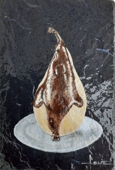Painting titled "La poire au chocolat" by Alain Favé, Original Artwork, Acrylic