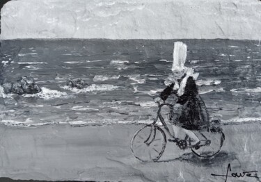 Pintura intitulada "Bigoudène à vélo su…" por Alain Favé, Obras de arte originais, Acrílico