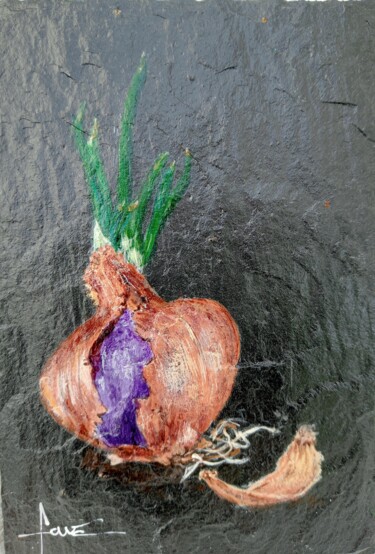 Peinture intitulée "L'oignon germé" par Alain Favé, Œuvre d'art originale, Acrylique