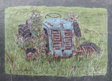 Peinture intitulée "Le tracteur abandon…" par Alain Favé, Œuvre d'art originale, Acrylique