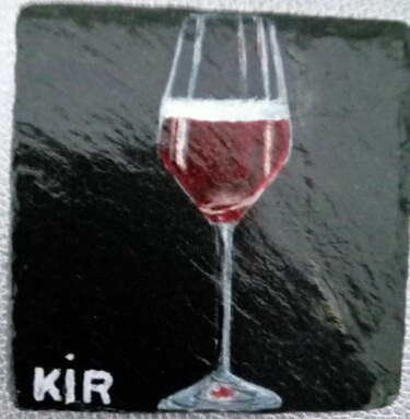 Schilderij getiteld "Sous-verre "Kir"" door Alain Favé, Origineel Kunstwerk, Acryl