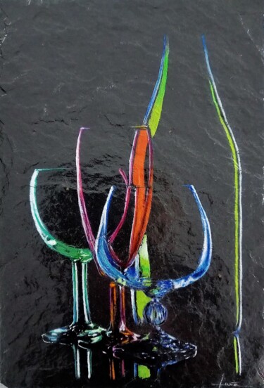 Malerei mit dem Titel "En toute transparen…" von Alain Favé, Original-Kunstwerk, Acryl Auf Stein montiert