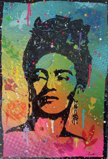 Ζωγραφική με τίτλο ""Frida Kahlo pop ar…" από Alain Favé, Αυθεντικά έργα τέχνης, Ακρυλικό Τοποθετήθηκε στο Πέτρα