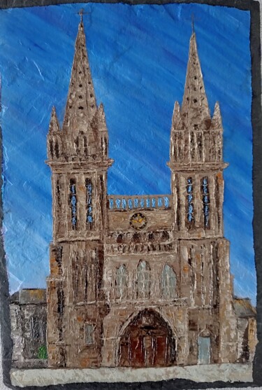 Pintura titulada ""Cathédrale de St P…" por Alain Favé, Obra de arte original, Oleo Montado en Piedra