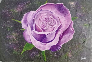 Pintura titulada "Rose" por Alain Favé, Obra de arte original, Oleo Montado en Piedra