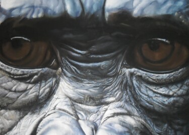 Peinture intitulée "Le gorille" par Alain Fortier, Œuvre d'art originale, Pastel