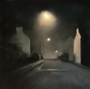 Drawing titled "Ma rue" by Alain Fortier, Original Artwork, Pastel