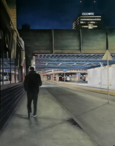 Schilderij getiteld "WTC" door Alain Fortier, Origineel Kunstwerk, Pastel Gemonteerd op artwork_cat.
