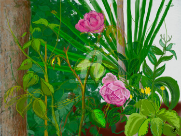 Peinture intitulée "Jardin caché" par Alain Galet, Œuvre d'art originale, Peinture numérique
