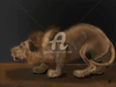 Artes digitais intitulada "Lion" por Alain Galet, Obras de arte originais, Pintura digital