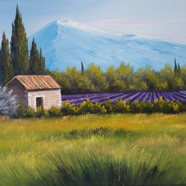Peinture intitulée "Le Mont Ventoux" par Alain Garcia, Œuvre d'art originale, Huile