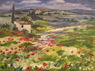 Painting titled "Cabanon provençal" by Germain Alain, Original Artwork, Acrylic