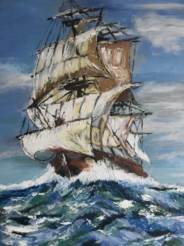 Pintura intitulada "Bateau pirate" por Germain Alain, Obras de arte originais, Acrílico