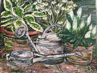Pintura titulada "Au jardin" por Germain Alain, Obra de arte original, Acrílico