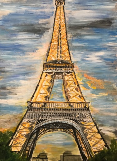 Pintura intitulada "La Tour Eiffel" por Germain Alain, Obras de arte originais, Acrílico