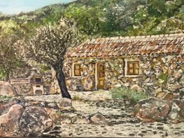 Painting titled "Cabanon corse" by Germain Alain, Original Artwork, Acrylic Mounted on Wood Stretcher frame