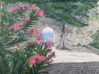 Painting titled "Paysage provençal" by Germain Alain, Original Artwork, Acrylic