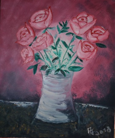 Peinture intitulée "bouquet de roses" par Alain Jaccottey, Œuvre d'art originale, Autre