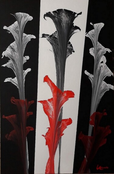 Painting titled "Floral 11" by Alain Ladurelle, Original Artwork, Acrylic