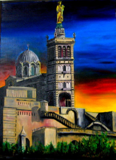 Painting titled "Notre Dame de la Ga…" by Marius, Original Artwork, Oil