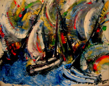 Painting titled "La route du rhum" by Marius, Original Artwork, Oil