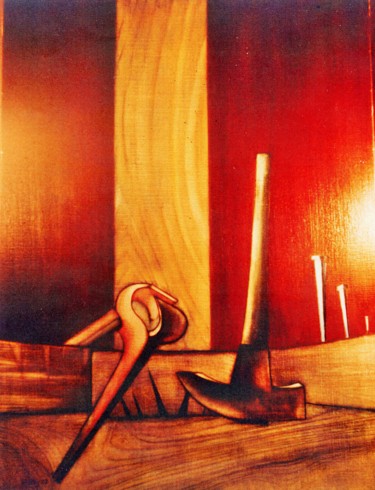 Painting titled "crucifixion" by Alain Lamy, Original Artwork