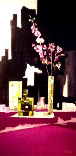 Malerei mit dem Titel "Le bouquet fuschia" von Alain Lamy, Original-Kunstwerk