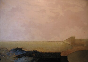 Painting titled "Horizon rose" by Alain Lamy, Original Artwork, Oil
