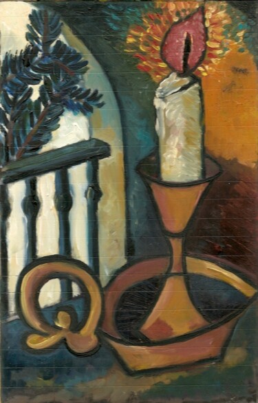 Painting titled "Nature morte au bou…" by Alain Lamy, Original Artwork, Oil