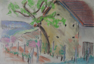 Dessin intitulée "La maison du chaper…" par Alain Lamy, Œuvre d'art originale, Pastel