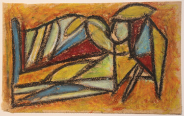 Drawing titled "Série "Vitraux" N°3" by Alain Lamy, Original Artwork, Pastel