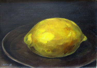 Painting titled "Le Citron "d'Edouar…" by Alain Lamy, Original Artwork, Oil