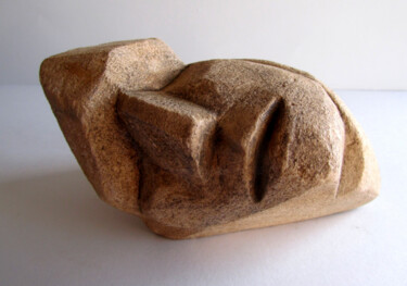Sculpture titled "Tête penchée" by Alain Lamy, Original Artwork, Stone