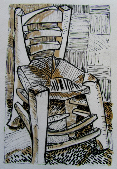 Dibujo titulada "LA CHAISE DE VINCEN…" por Alain Lamy, Obra de arte original, Tinta