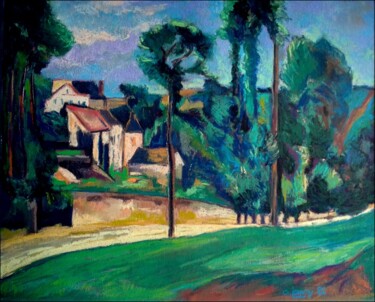Painting titled "LA ROUTE DE PONTOISE" by Alain Lamy, Original Artwork, Pastel